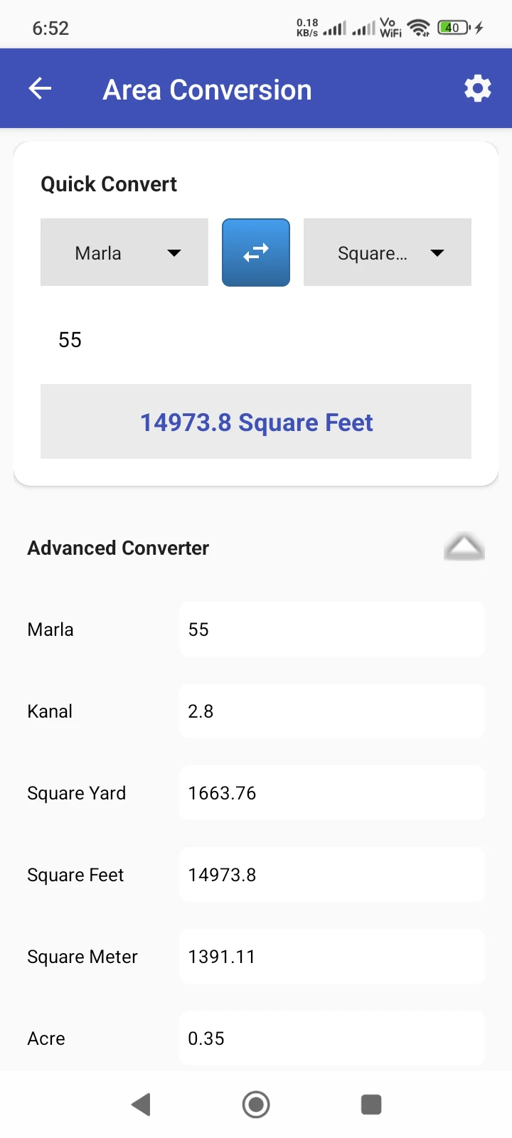 Marla Calculator - Land Area screenshot